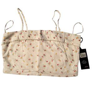 Wildfox Odessa Floral Print Cropped Tank Top With Adjustable Straps Size  XL